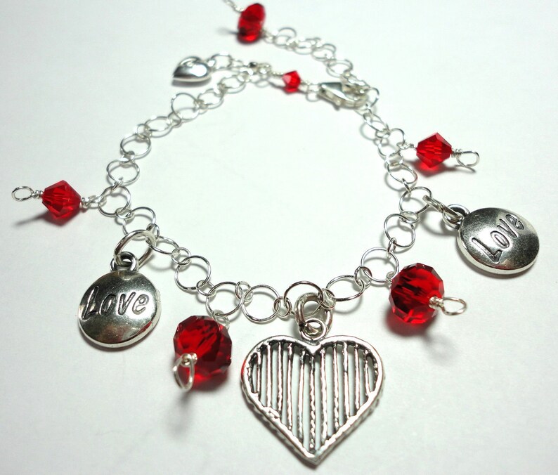 Sterling LOVE Charm Bracelet with Solid Sterling Love and Etsy