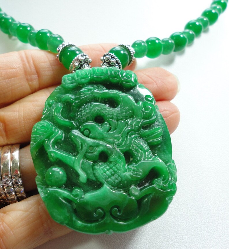 Reserved For Stephen Carved Dragon Phoenix Imperial Jadeite - Imperial Jade Dragon Pendant Reserved For Stephen Carved Dragon Phoenix Imperial Jadeite - Imperial Jade Dragon Pendant