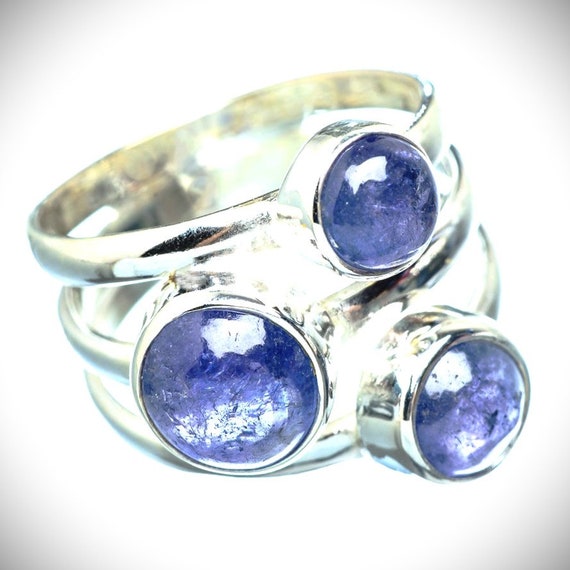 Tanzanite Ring Features 3 Vintage Genuine Blue Vi… - image 1