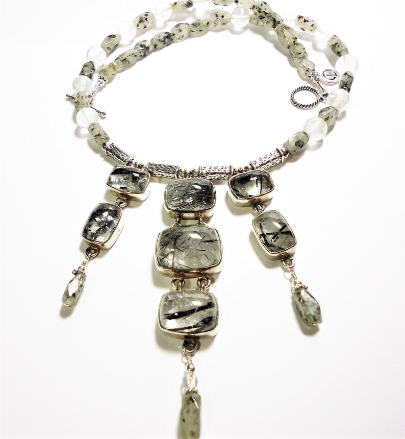 Rutilated Quartz Crystal Bib Collar Designer Necklace 7 Black | Etsy