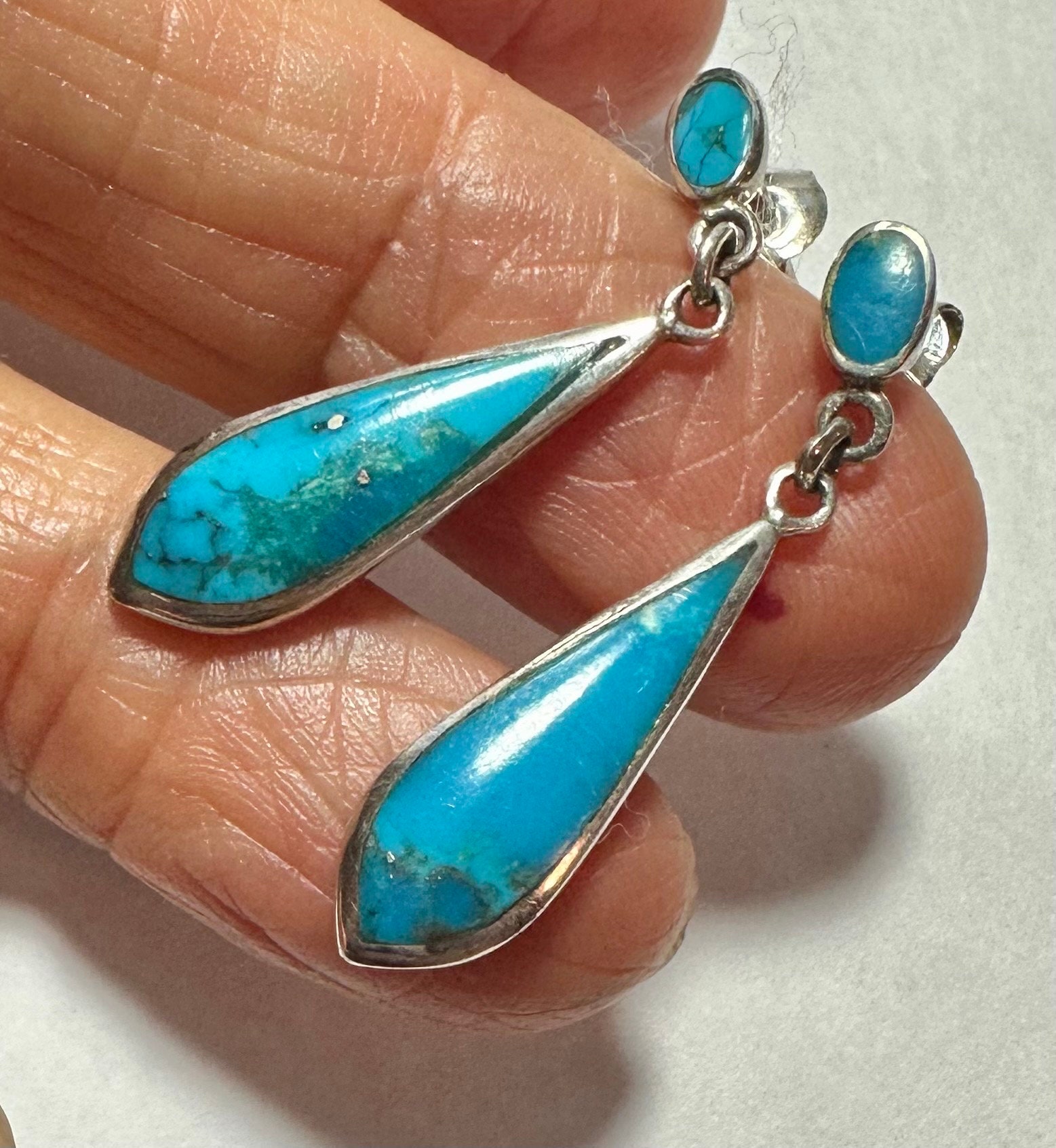 Simple Vintage Original HB patent earrings - Turquoise blue