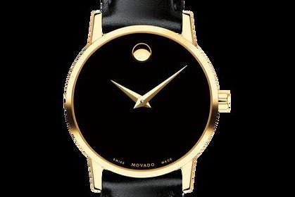 Movado Vintage Ladies Watch Black Dial Gold Case Black Leather Strap New Battery Vintage Movado Museum Women main image 4