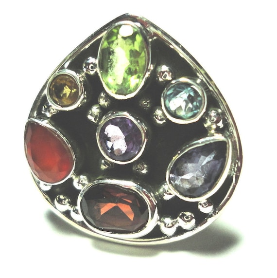 Colorful Gemstone Ring is a Chakra Energy Ring wit