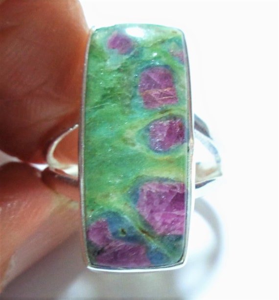 Ruby Fuchsite Sterling Silver Ring: Vertical Rect… - image 4