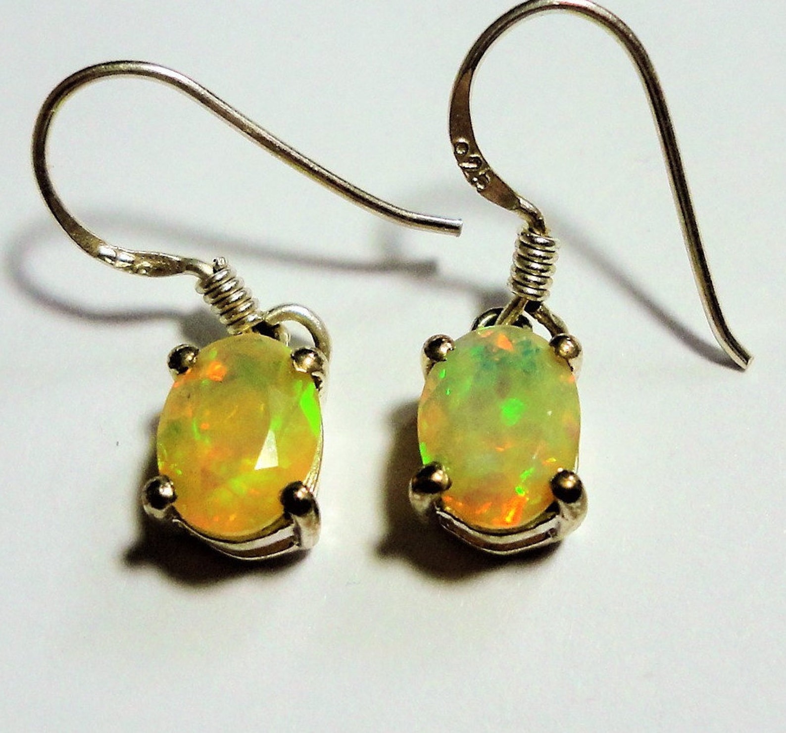 Opal Earrings Faceted Top Quality Opals Genuine Solid | Etsy