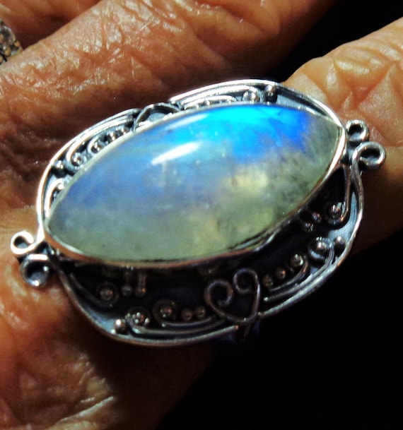 Vintage Rainbow Moonstone Ring is a Large Best Qu… - image 2