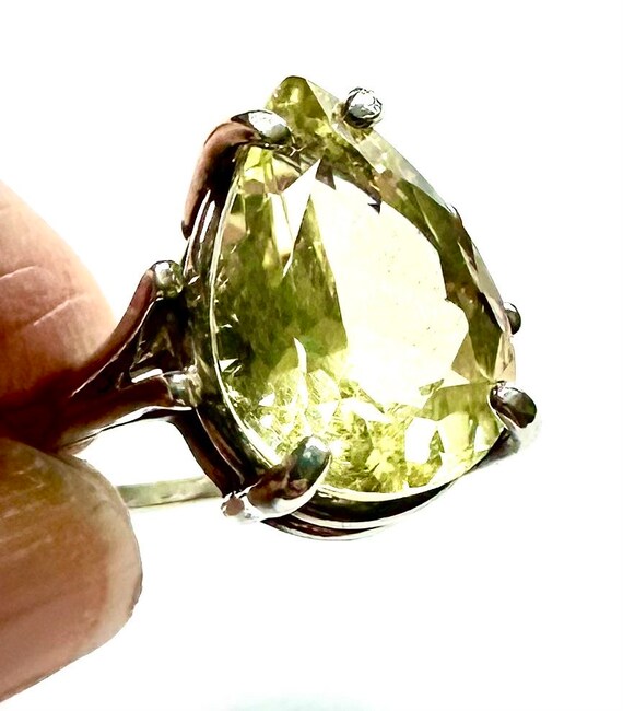 Vintage Pear Lemon Quartz Ring: Faceted Gem, Ster… - image 3