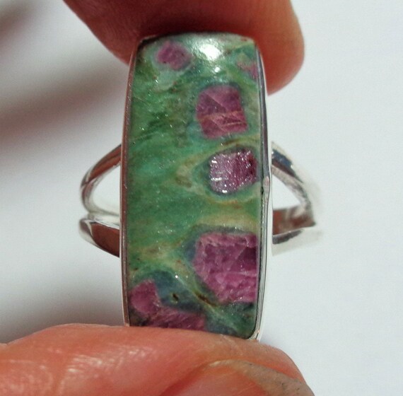 Ruby Fuchsite Sterling Silver Ring: Vertical Rect… - image 6