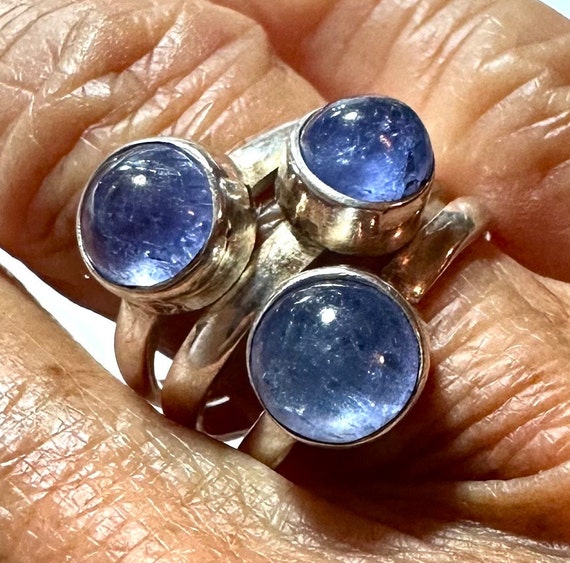 Tanzanite Ring Features 3 Vintage Genuine Blue Vi… - image 3