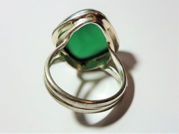 Green Chalcedony Cocktail Ring: Sterling Silver C… - image 3