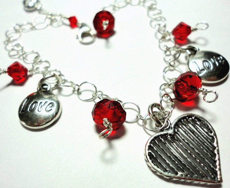Sterling LOVE Charm Bracelet with Solid Sterling Love and Etsy