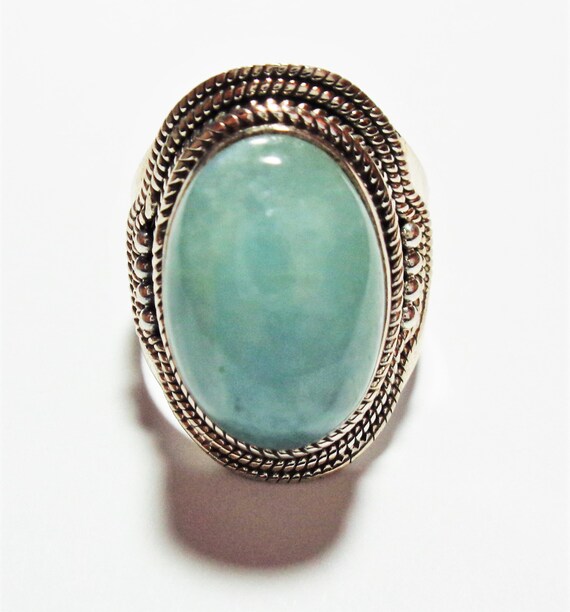 Aquamarine Ring Features a Large Vintage Genuine … - image 6