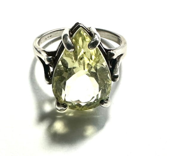 Vintage Pear Lemon Quartz Ring: Faceted Gem, Ster… - image 9