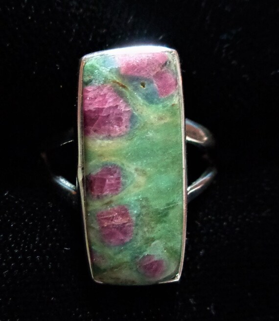 Ruby Fuchsite Sterling Silver Ring: Vertical Rect… - image 5