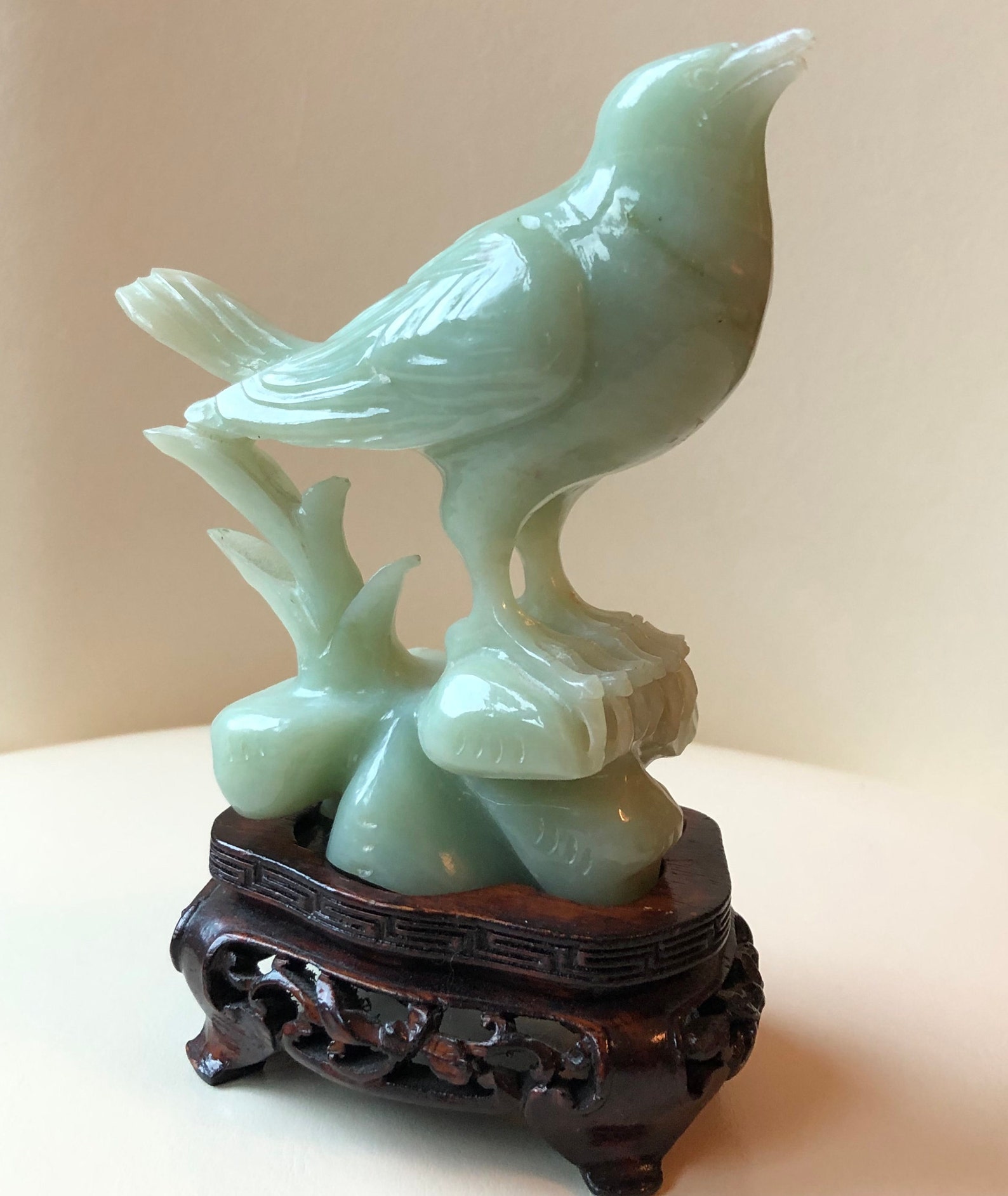 Jadeite Jade Bird Statue on Stand Vintage 20th Century Etsy