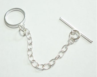 Sterling Silver Necklace Extender: 3" Toggle Clasp Chain