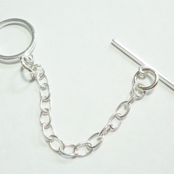 Necklace Extender MEDIUM for Most Toggles, Is a Sterling Extender To Add 3" To Necklace Length with Longer Chain, Ring and Bar