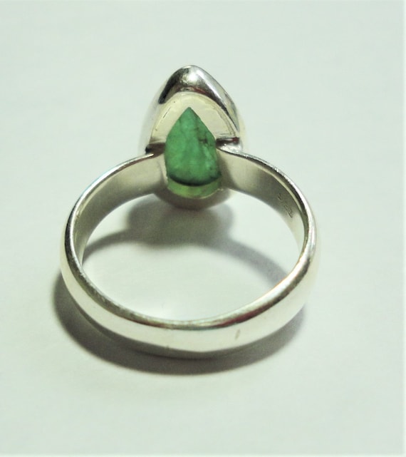 Emerald Ring with Vintage Real Emerald Pear Shape… - image 8