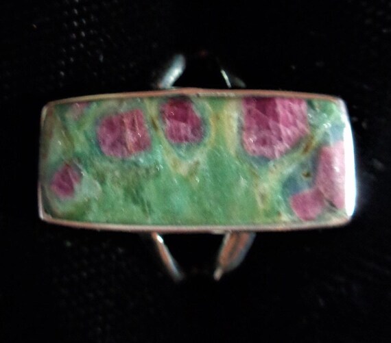 Ruby Fuchsite Sterling Silver Ring: Vertical Rect… - image 3