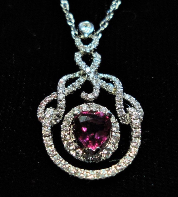 Ruby Heart Pendant is Antique 1920s Art Deco in 1… - image 2