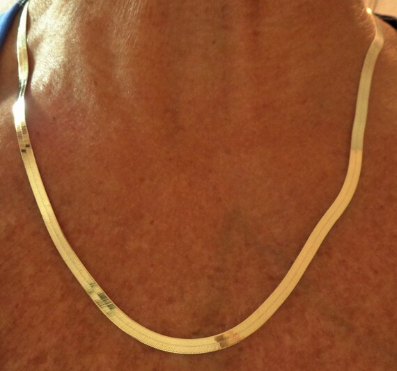 14k Herringbone Chain is Solid 14k Gold, Vintage … - image 8