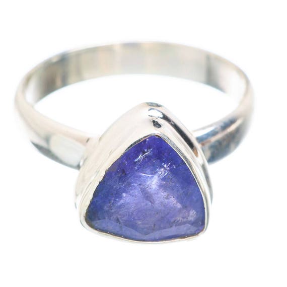 Trillion Cut Tanzanite Ring: Vintage Rough Facete… - image 2