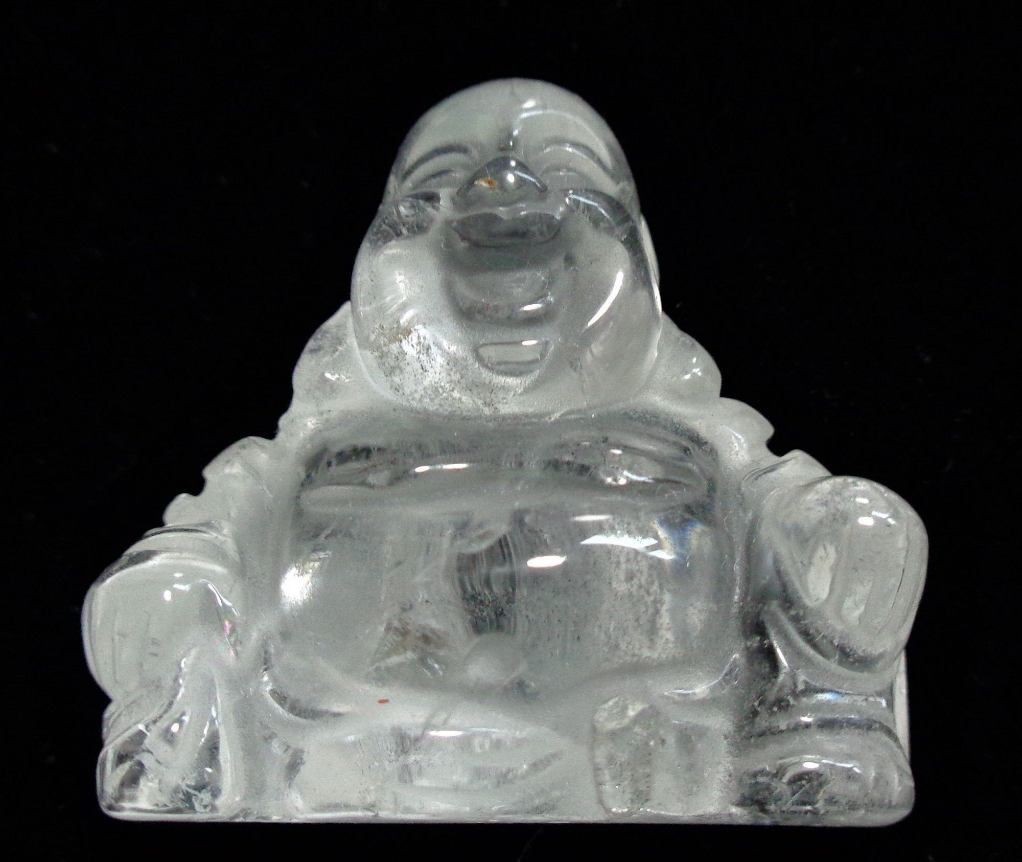 Chinese Old Tibet Silver  Sitting Laughing Kindly Small Buddha Statue 