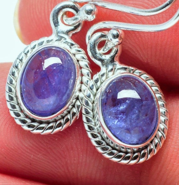 Tanzanite Earrings with Periwinkle Blue Violet Tan