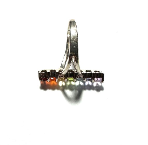 Vintage Sterling Silver Chakra Rainbow Real Gemst… - image 7
