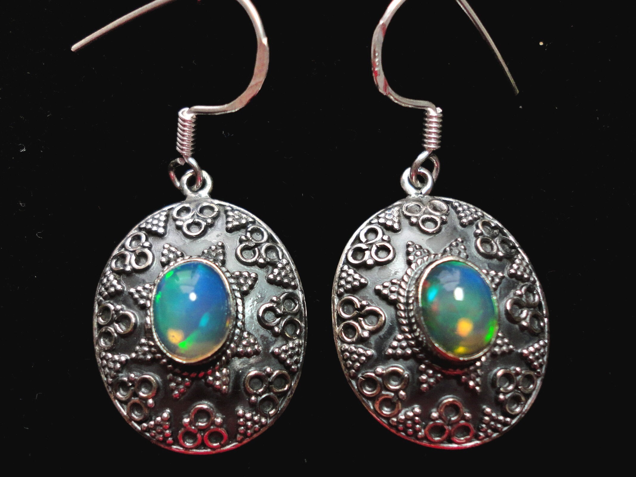Opal Earrings With Genuine Best Quality Solid Jelly Opals in a