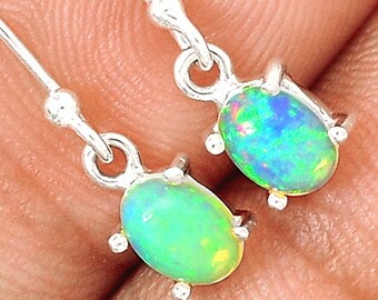Opal Earrings are Cute and Dainty Best Quality Genuine Opal Dangles Set in Solid Sterling Silver, Small Opal Earrings on Sterling Ear Wires