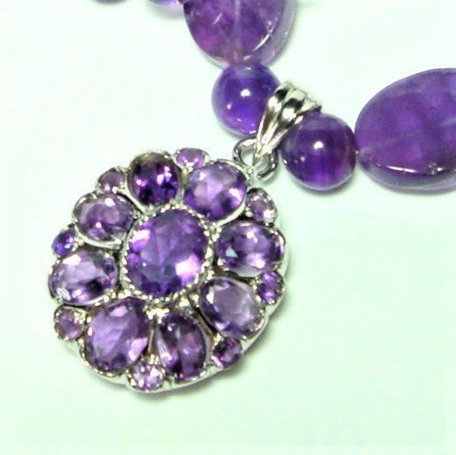 Amethyst Necklace Amethyst Flower Pendant With Faceted Etsy