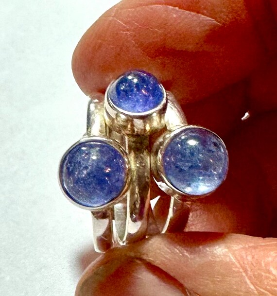 Tanzanite Ring Features 3 Vintage Genuine Blue Vi… - image 8
