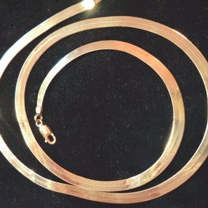 Herringbone 20” Long Chain is Solid 14k Gold, Vintage 1980s, Flexible Polished Silky Gold, Layering Chain, 4mm, Italian, Lobster Cl. 7.6gr