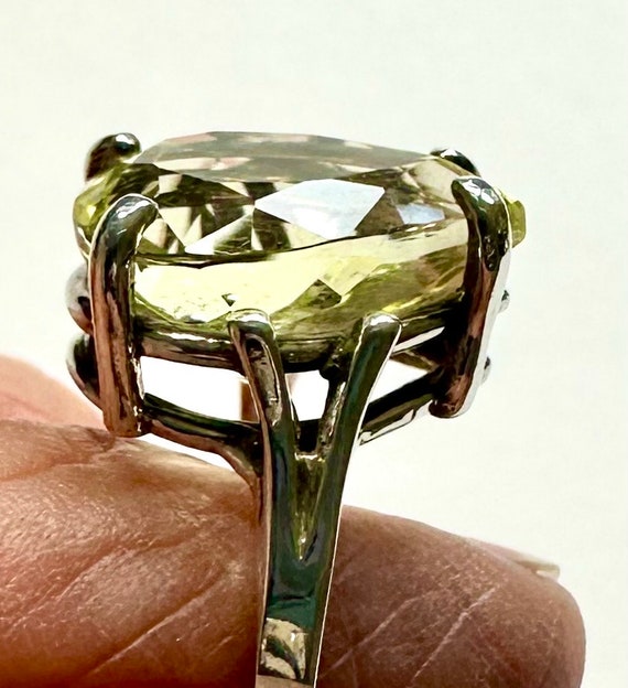 Vintage Pear Lemon Quartz Ring: Faceted Gem, Ster… - image 4