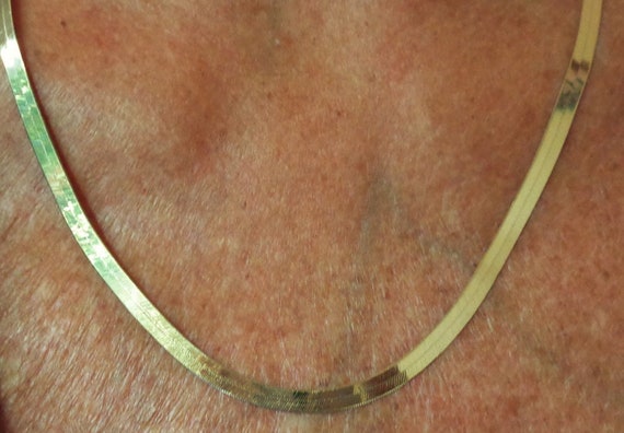 14k Herringbone Chain is Solid 14k Gold, Vintage … - image 4
