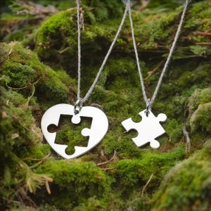 Puzzle Herz Paar Halsketten, Set mit 2 Passende Halsketten für Paare, Anhänger Halskette, Jubiläum Versprechen Geschenkidee, Geschenk für Sie / Ihn