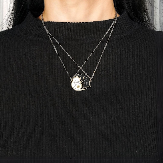 Blowin Romantic Couples Cat Puzzle Necklace Set – Stainless Steel Yin Yang Matching Pendants For Couples & Friends - View #7