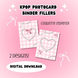 Pearl Coquette KPOP photocard binder fillers/placeholders | DIGITAL DOWNLOAD | Kpop Collection Supplies