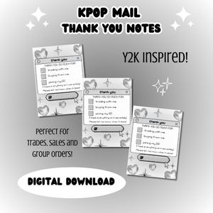Notas de agradecimiento de corazones Y2K Correo KPOP / DESCARGA DIGITAL / Suministros de colección Kpop