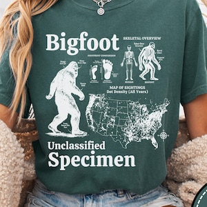 Retro Bigfoot Science Tee Shirt, Vintage Sasquatch Anatomy T-Shirt, Aesthetic Cryptids Apparel, Wildlife Biology, Nature Lover Granola Shirt