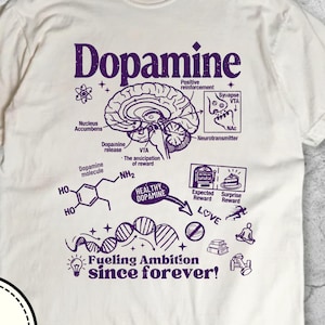 Dopamine Brain Science T-Shirt, Retro Neuroscience Graphic Tee, Funny Psychology Shirt, Mental Health Nerd Gift, Vintage Biology Top