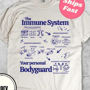 Immune System Vintage Tee shirt, Funny Science Graphic T-shirt, Retro Biology Tshirt, Intellectual immune system cells 90s Y2K Style Top