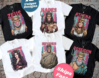 Olympian Greek Gods T-shirt | Greek Mytology Tee | Pop Art Olympians Tee | Zeus | Hades and Persephone | Ares | Poseidon | Sisyphus Meme Top