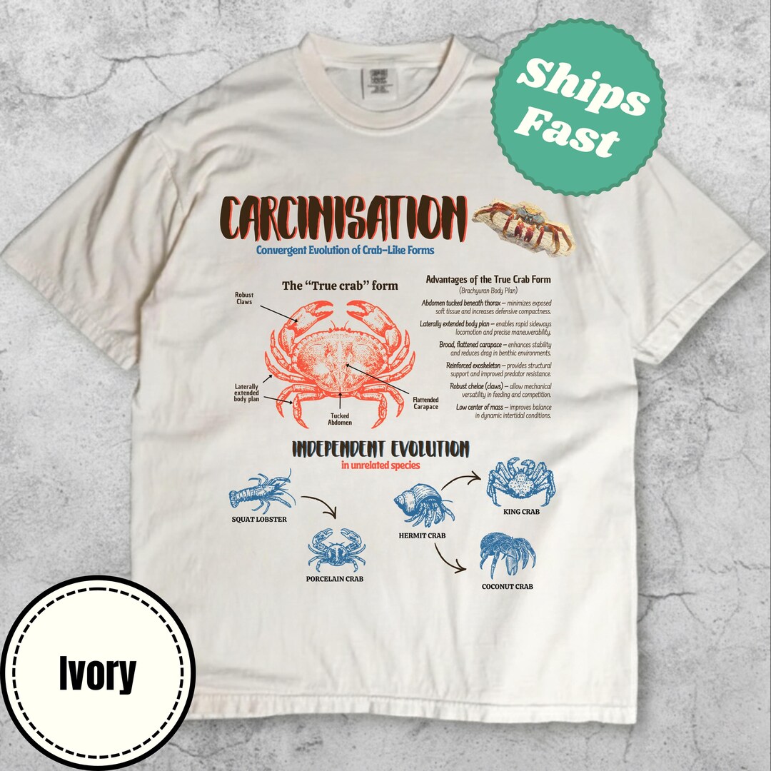 Retro Crab Marine Biology Science Tee Shirt, Vintage Carcinization T ...