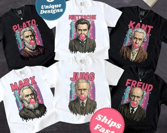 Camiseta para Amantes da Filosofia, Camiseta Divertida com Filósofos | Karl Marx, Platão, Sigmund Freud, Carl Jung, Friedrich Nietzsche, Immanuel Kant