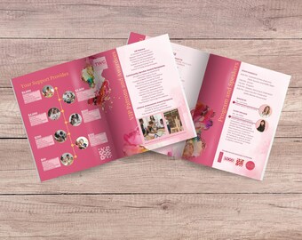 女性向けランチョンチャリティオークション 企業イベントプログラムブックレット ピンク＆ゴールド 非営利団体募金プログラム Canvaテンプレート 即時ダウンロード
