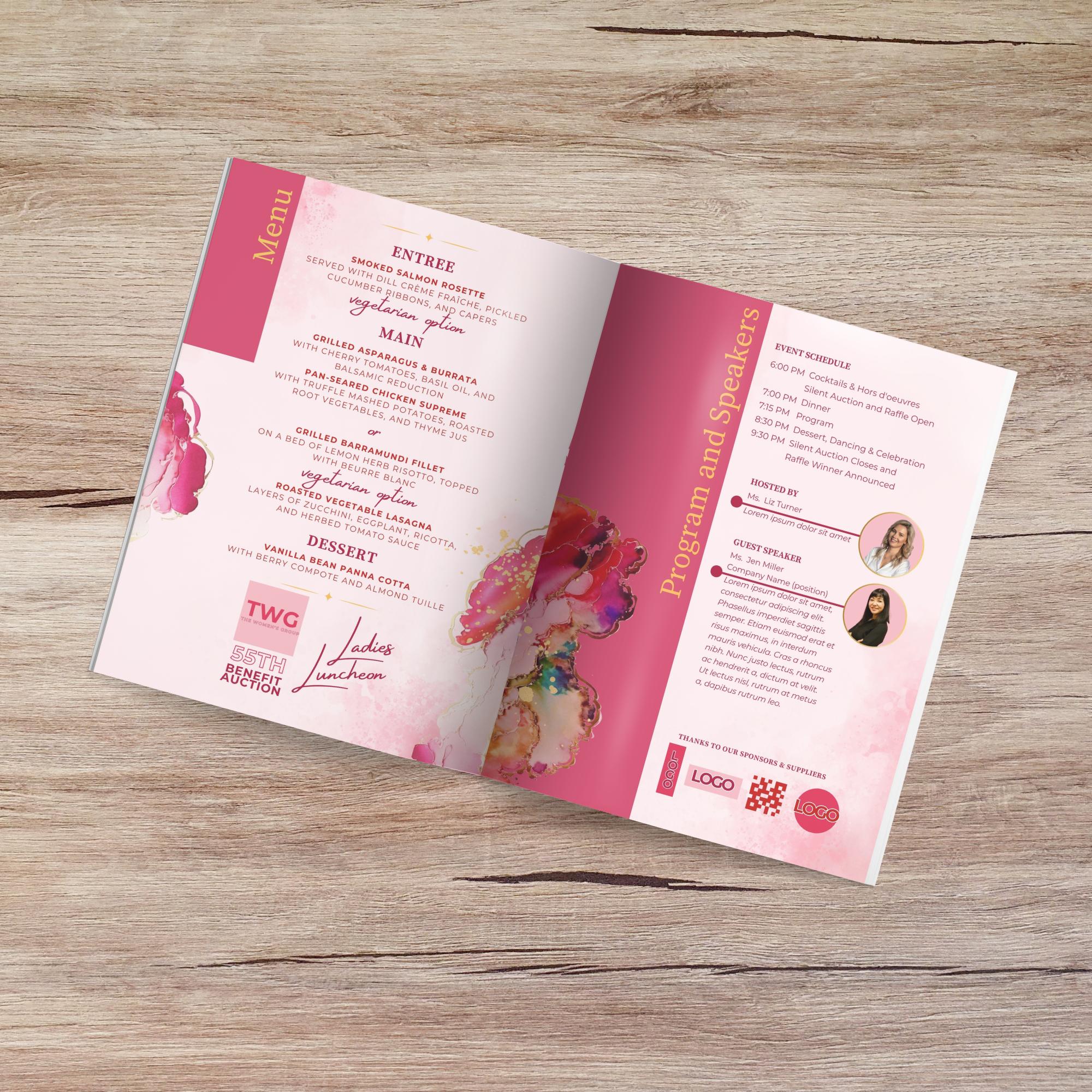 Ladies Luncheon Benefit Auction Corporate Event Program Booklet Pink ...