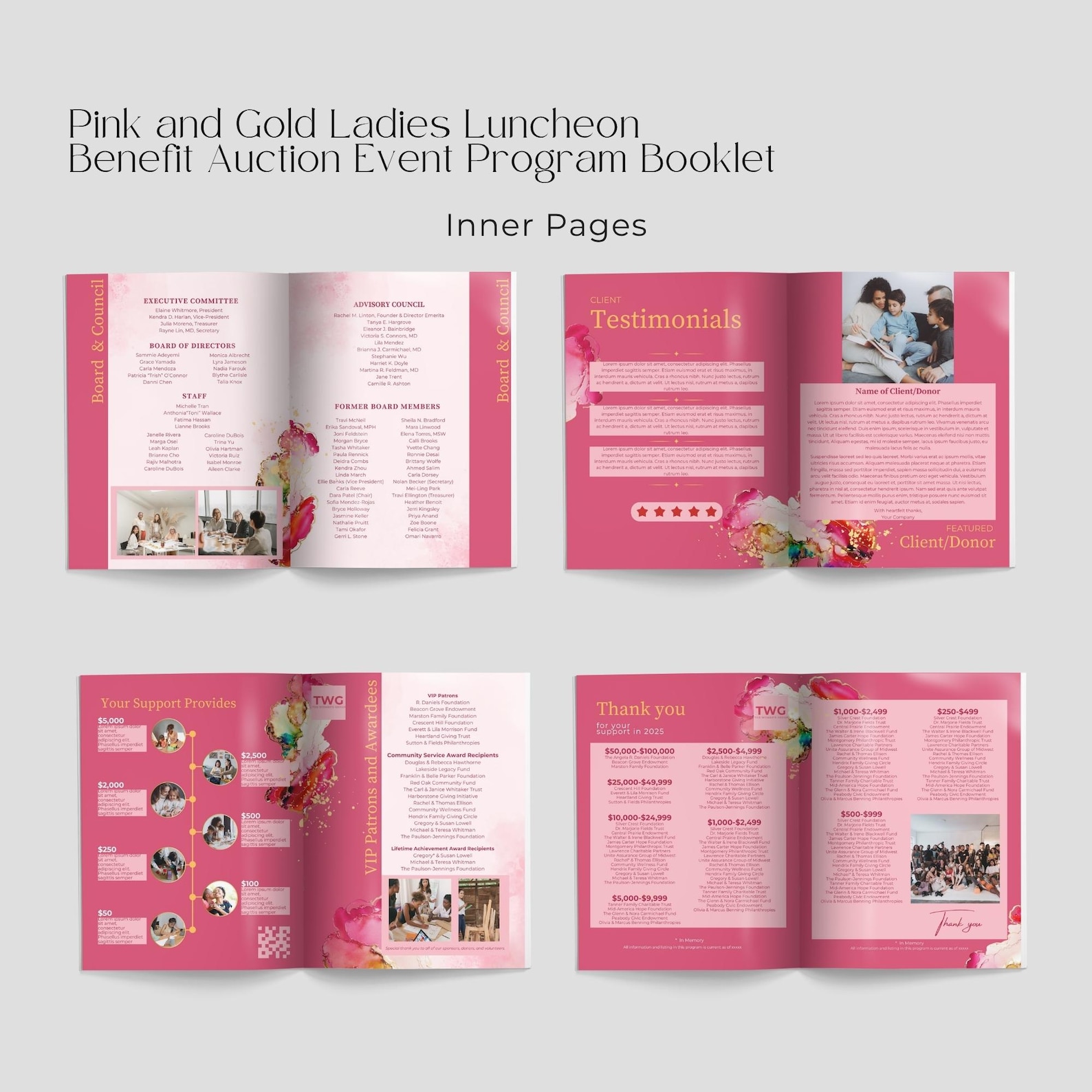 Ladies Luncheon Benefit Auction Corporate Event Program Booklet Pink ...
