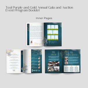 Gala Auction Corporate Event Program Booklet Teal Purple and Gold ...